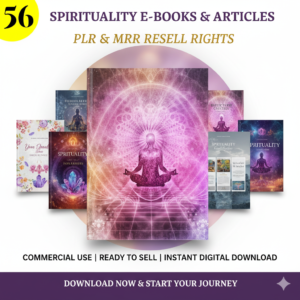Spirituality PLR Mega Bundle (56 eBooks & Articles) – Ready to Resell | Commercial License  56 Digital Spirituality eBooks and Articles – PLR Bundle with Resell Rights | Instant Download