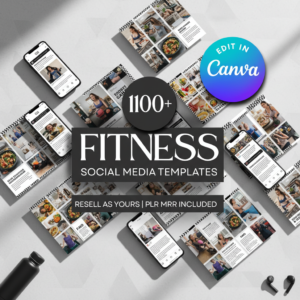 1100+ Canva-Editable Fitness & Gym Instagram Templates PLR & MRR | Weight Loss & Personal Trainer Social Media Kit