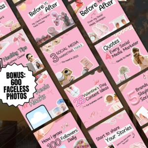 Aesthetic Pink Instagram Carousel Bundle (100 Templates) | Canva Editable | PLR MRR  100 Pink Aesthetic Instagram Carousel Designs | Canva Templates with PLR & MRR Resell Rights