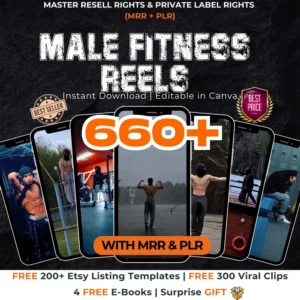 Ultimate 600+ Male Fitness Reels Pack – Ready-to-Post Faceless Gym Videos with PLR & MRR
